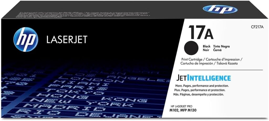 HP Tóner 17A Negro Laserjet Original, Compatibilidad con Impresora Laserjet P1005, Laserjet Pro M102/MFP M130, Rendimiento de hasta 1.600 páginas (CF217A)